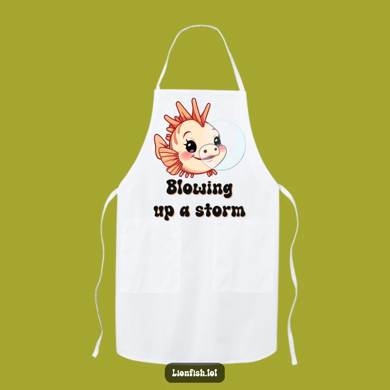 Funny Lionfish Bubble Apron: Determined Chef, Humorous Gift for Cooks