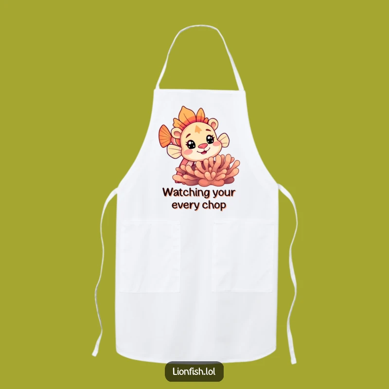 Funny Curious Lionfish Apron: Cook With Playful Intrigue and Kitchen Humor Gift