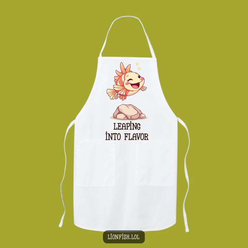 Funny Hopping Lionfish Apron: Joyful Cook, Humorous Gift for Chefs