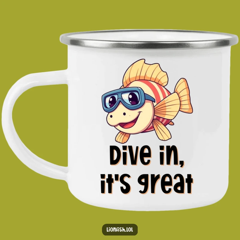 Funny Giggling Lionfish Camping Mug - Hilarious Outdoor Adventure Sip
