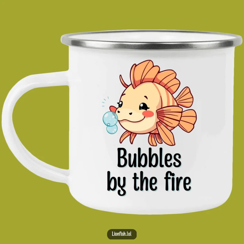 Funny Playful Lionfish Camping Mug - Bubble Up Your Adventure - Perfect Gift
