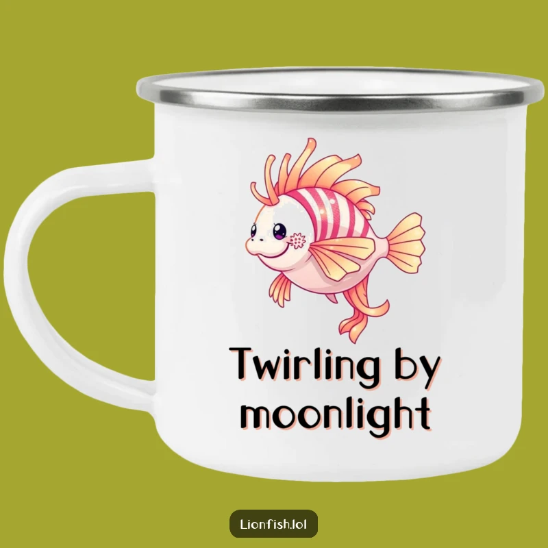 Funny Shimmering Lionfish Camping Mug: Adventure Fueled by Underwater Elegance Gift
