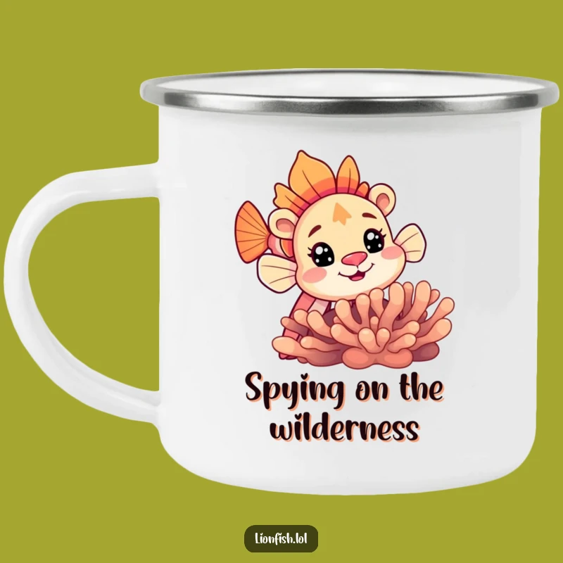 Funny Curious Lionfish Camping Mug: Adventure Fueled by Undersea Intrigue Gift