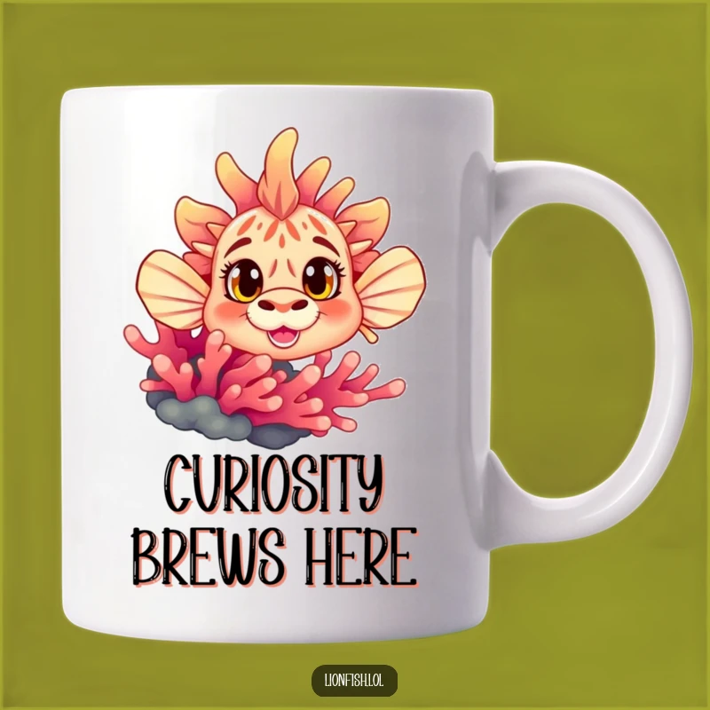 Funny Curious Lionfish Mug: Peek-a-Boo Eyes, Perfect Gift for Ocean Lovers