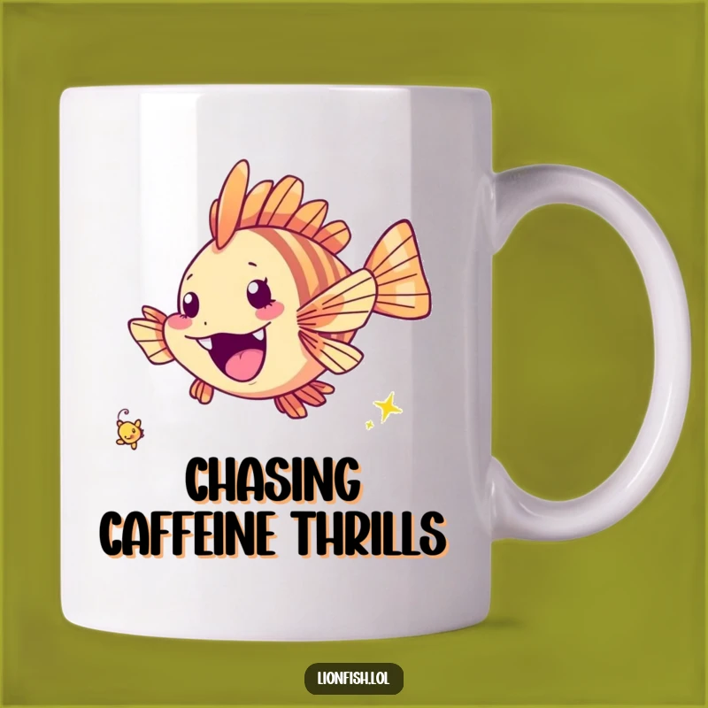 Funny Cheerful Lionfish Mug - Chasing Sparkles Fun - Perfect Joyful Gift