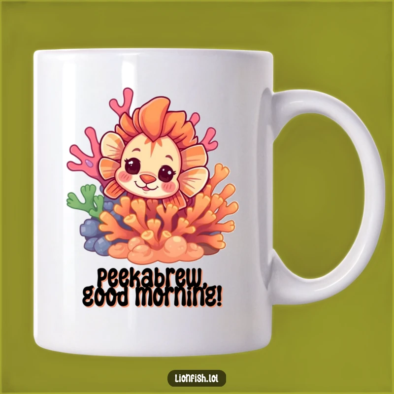 Funny Curious Lionfish Mug - Peekaboo Ocean Fun - Perfect Quirky Gift