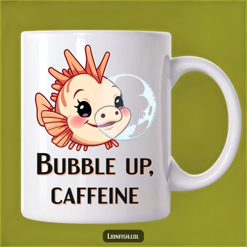 Funny Lionfish Bubble Mug: Determined Expression, Perfect Gift for Ocean Lovers