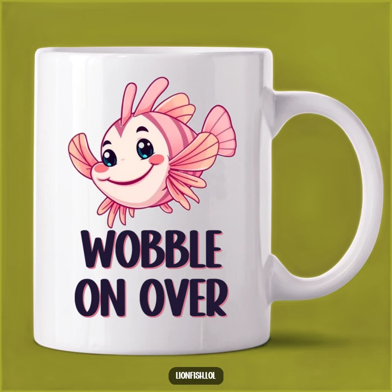 Funny Wobbly Lionfish Mug: Friendly Wave, Perfect Gift for Ocean Lovers
