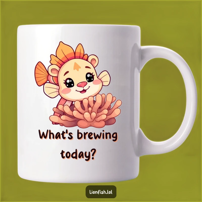 Funny Curious Lionfish Coral Mug: Peek-a-Boo Surprise for Your Morning Coffee Gift