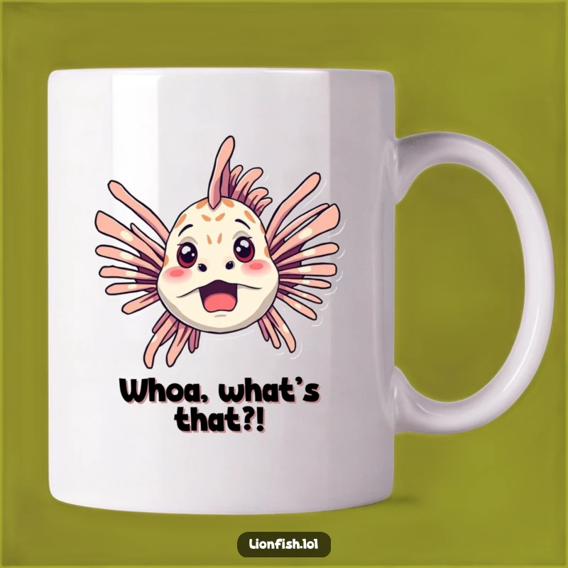 Funny Startled Lionfish Mug: Surprised Underwater Expression for Your Coffee Gift