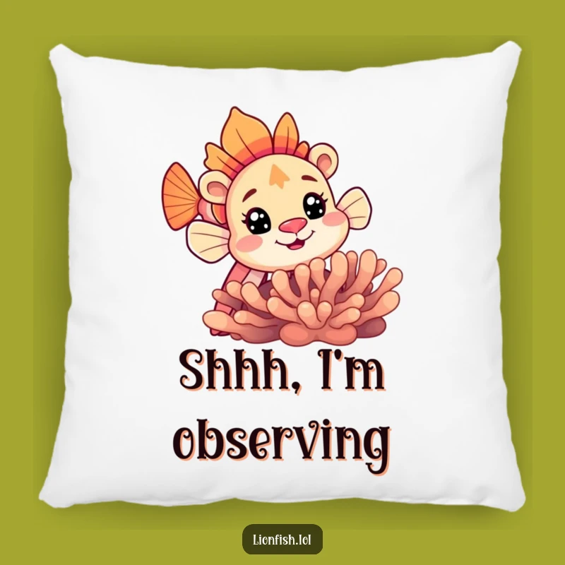 Funny Curious Lionfish Pillow: Comfort Meets Undersea Intrigue and Humor Gift