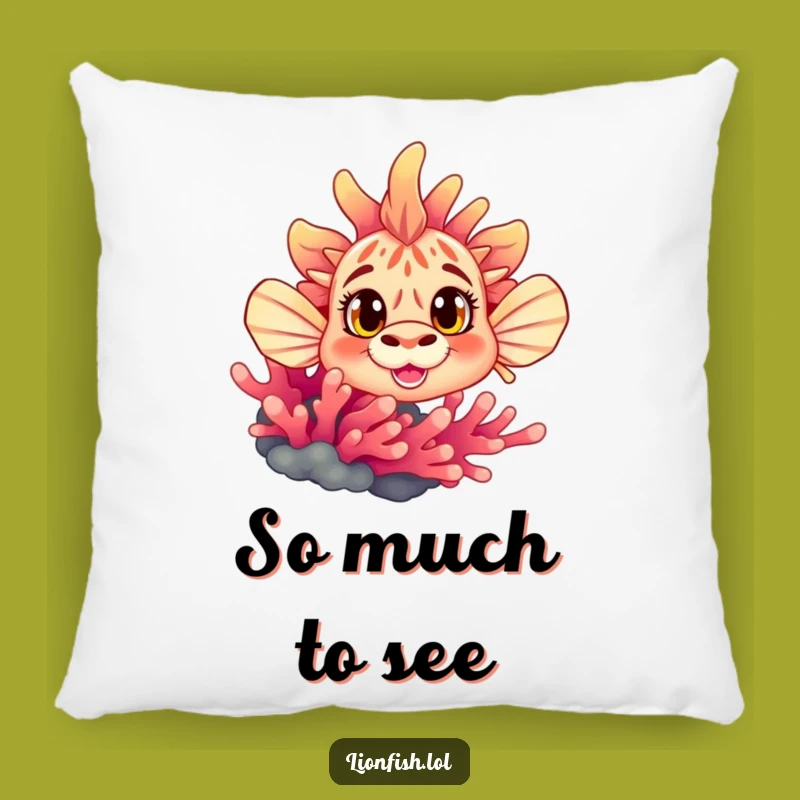 Funny Curious Lionfish Pillow: Cozy Curiosity, Humorous Accent for Decor