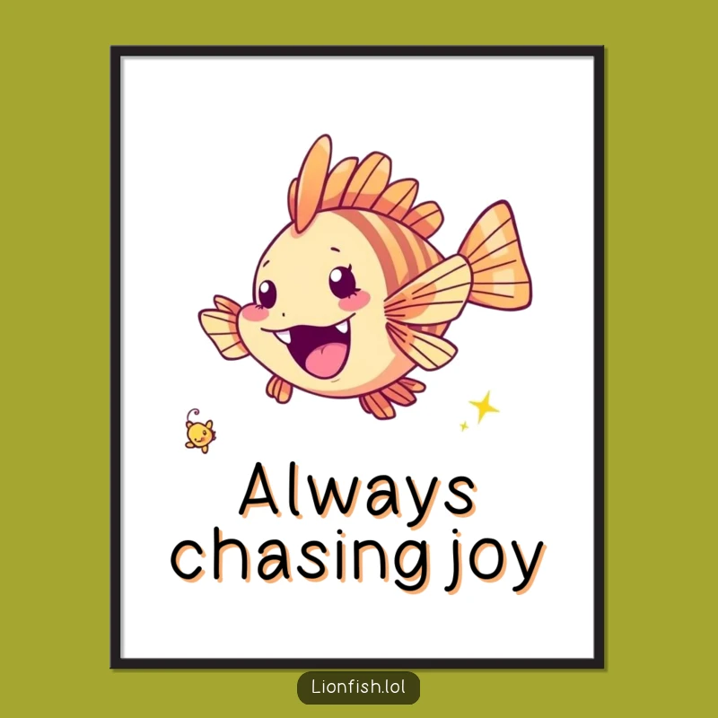 Funny Cheerful Lionfish Digital Art - Instant Sparkle Fun - Downloadable Art