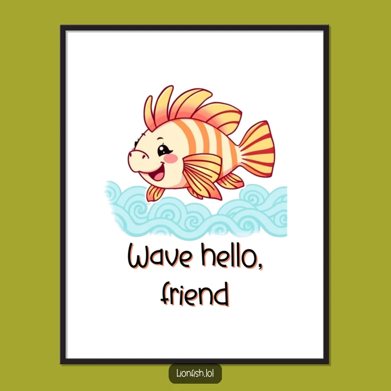 Funny Joyful Lionfish Digital Art - Instant Ocean Cheer - Downloadable Art