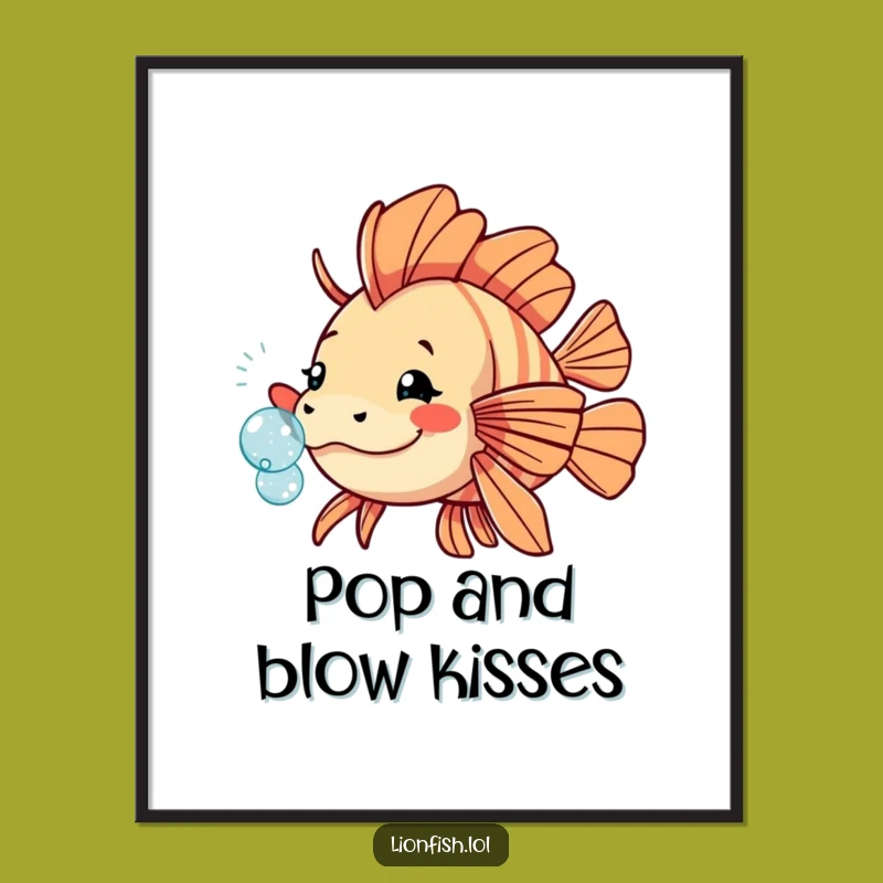 Funny Playful Lionfish Digital Art - Instant Bubble Fun - Downloadable Art