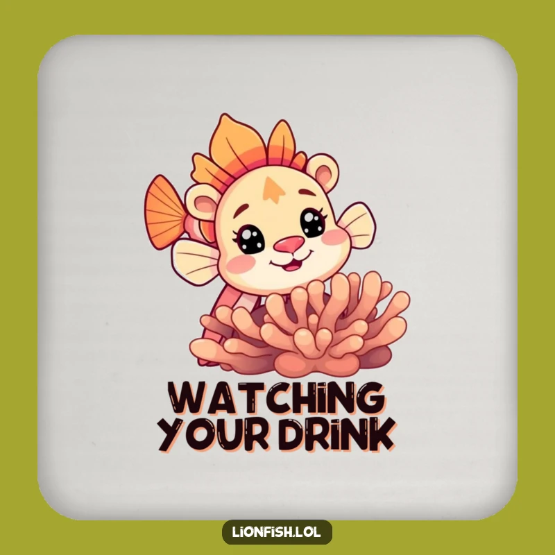 Funny Curious Lionfish Coaster: Protect Surfaces With Undersea Peek-a-Boo Gift