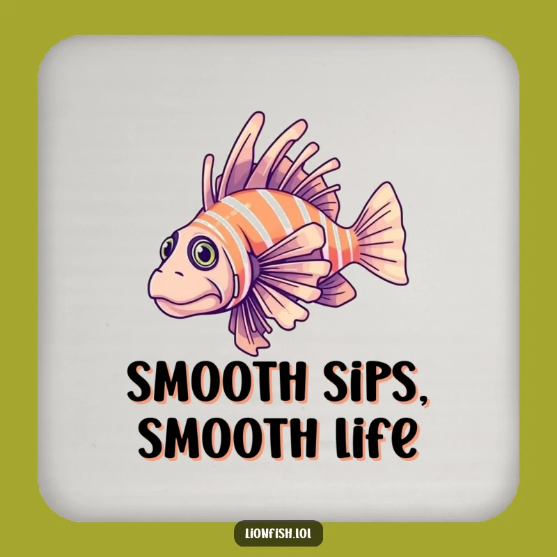 Funny Determined Lionfish Coasters - Elegant Protection - Gift Set