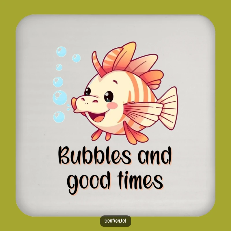Funny Lionfish Bubble Drink Coaster: Protect Surfaces With Underwater Playfulness Gift