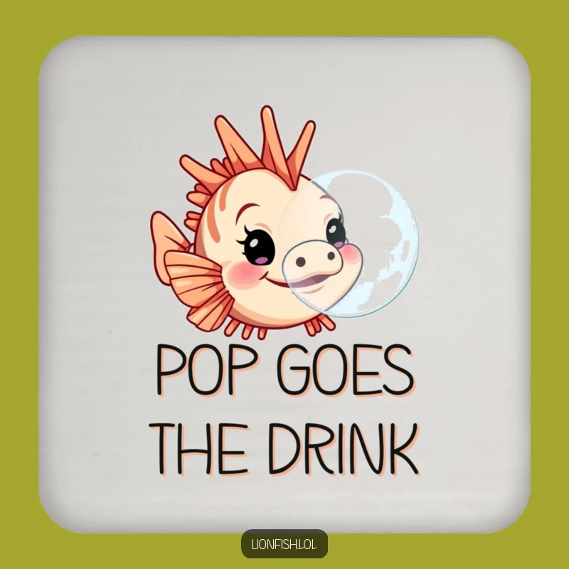 Funny Lionfish Bubble Coaster: Determined Protection, Humorous Gift for Tables