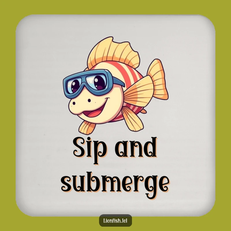 Funny Giggling Lionfish Coaster - Hilarious Underwater Drink Protection