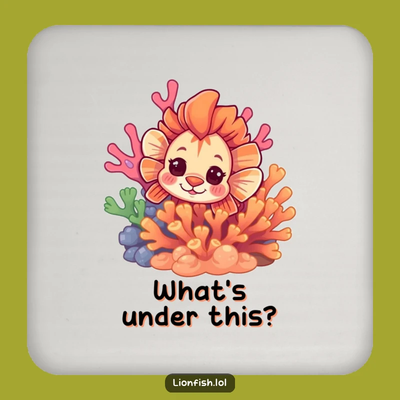 Funny Curious Lionfish Coasters - Peekaboo Protection - Gift Set