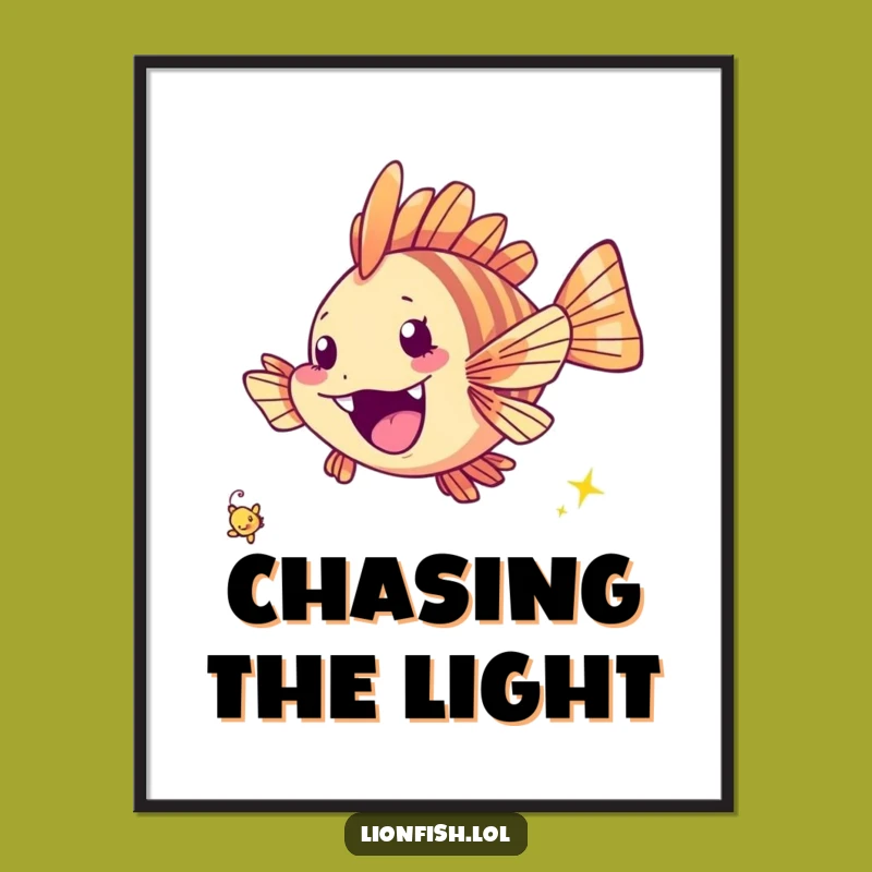 Funny Cheerful Lionfish Poster - Vibrant Sparkle Art - Great Joyful Gift