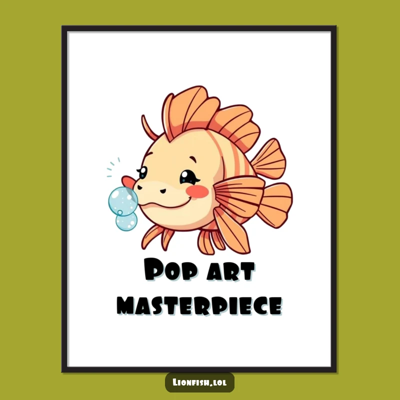 Funny Playful Lionfish Poster - Whimsical Underwater Art - Great Whimsical Gift