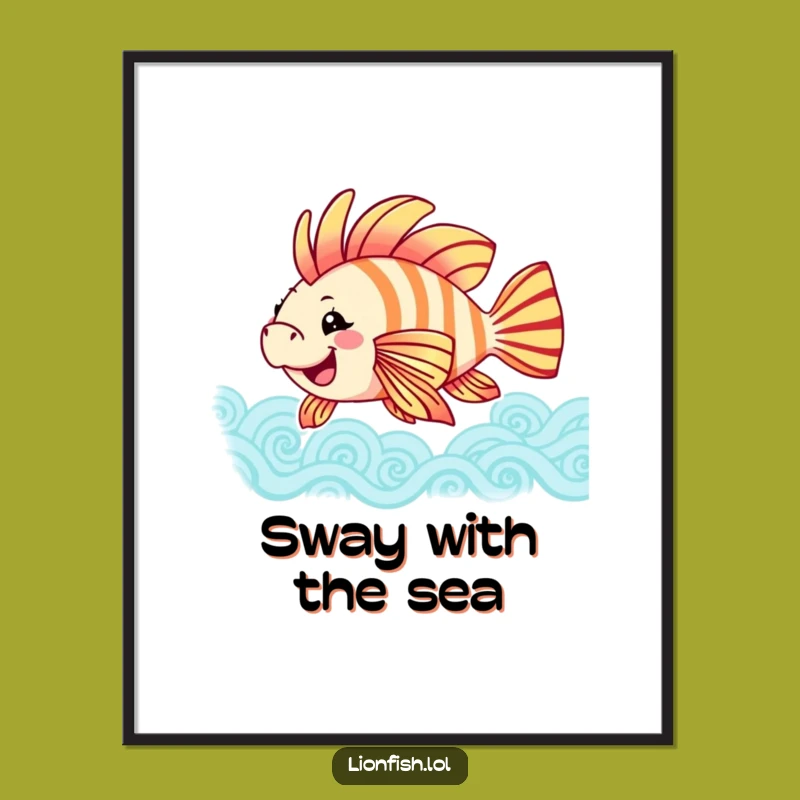 Funny Joyful Lionfish Poster - Vibrant Ocean Wall Art - Great Gift