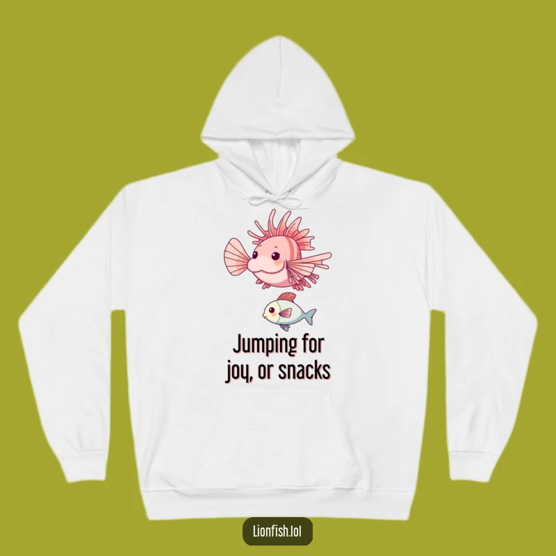 Cozy Funny Happy Lionfish Hoodie: Warmth Meets Energetic Underwater Fun Gift