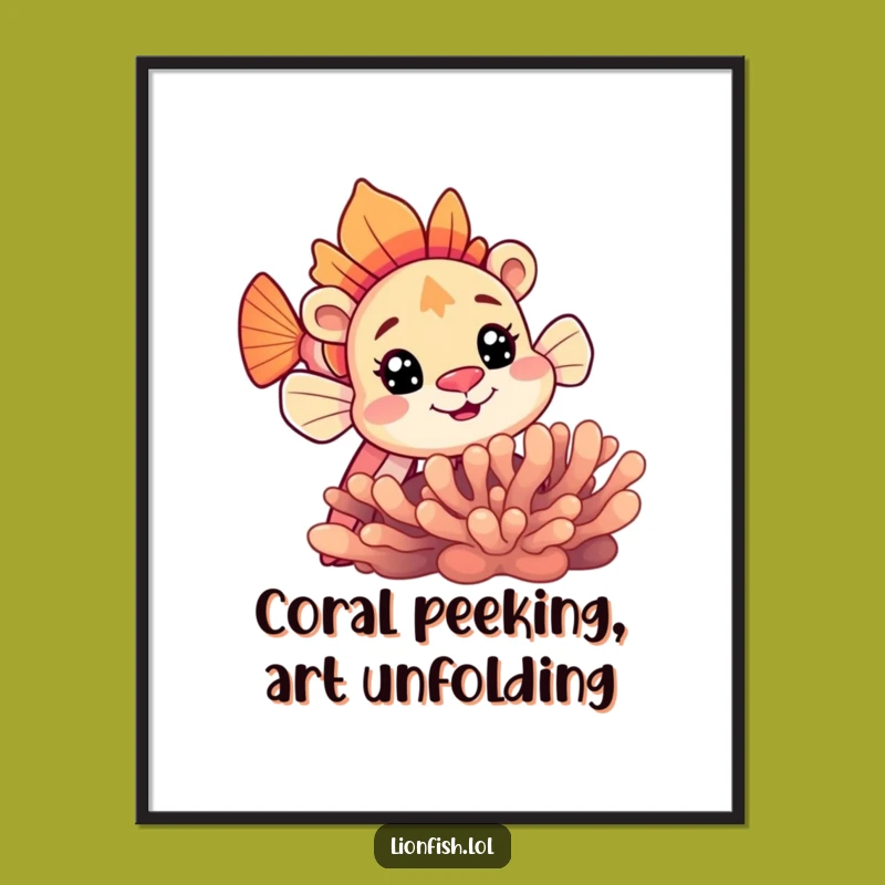 Funny Free Printable Lionfish Wall Art: Curious Peek - Downloadable Art Decor