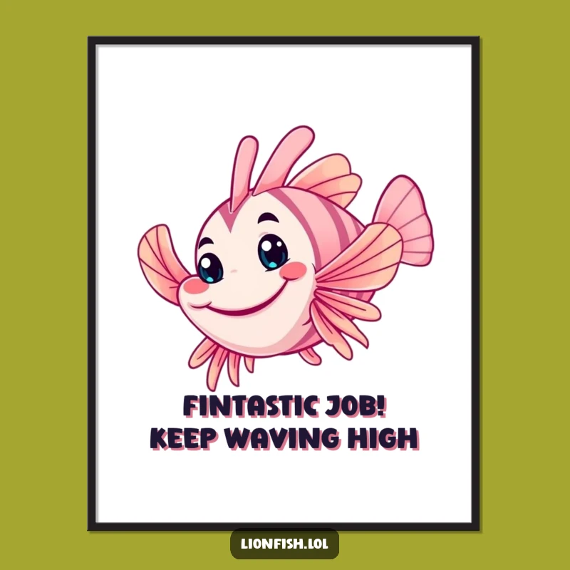 Free Printable Funny Lionfish Art: Wobbly Wave Downloadable Decor