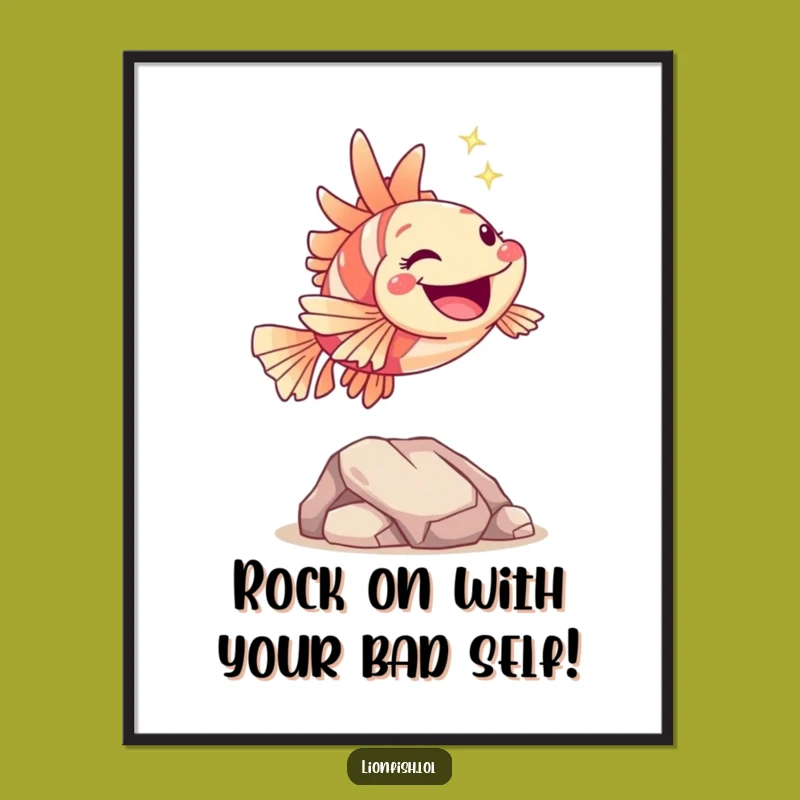 Free Printable Funny Lionfish Art: Joyful Leaping Downloadable Decor