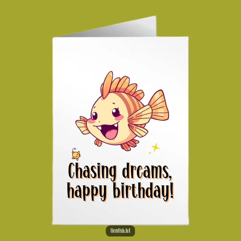Free Printable Funny Lionfish Birthday Card - Cheerful Speck Chaser Downloadable