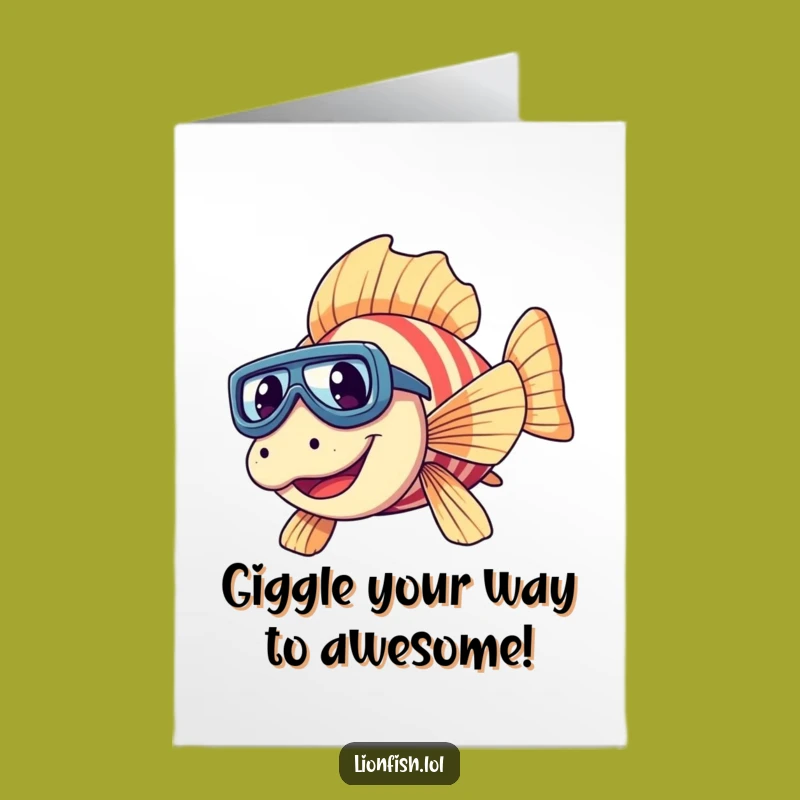 Free Printable Giggling Lionfish Birthday Card: Dive into Fun with this Funny Downloadable Gift!