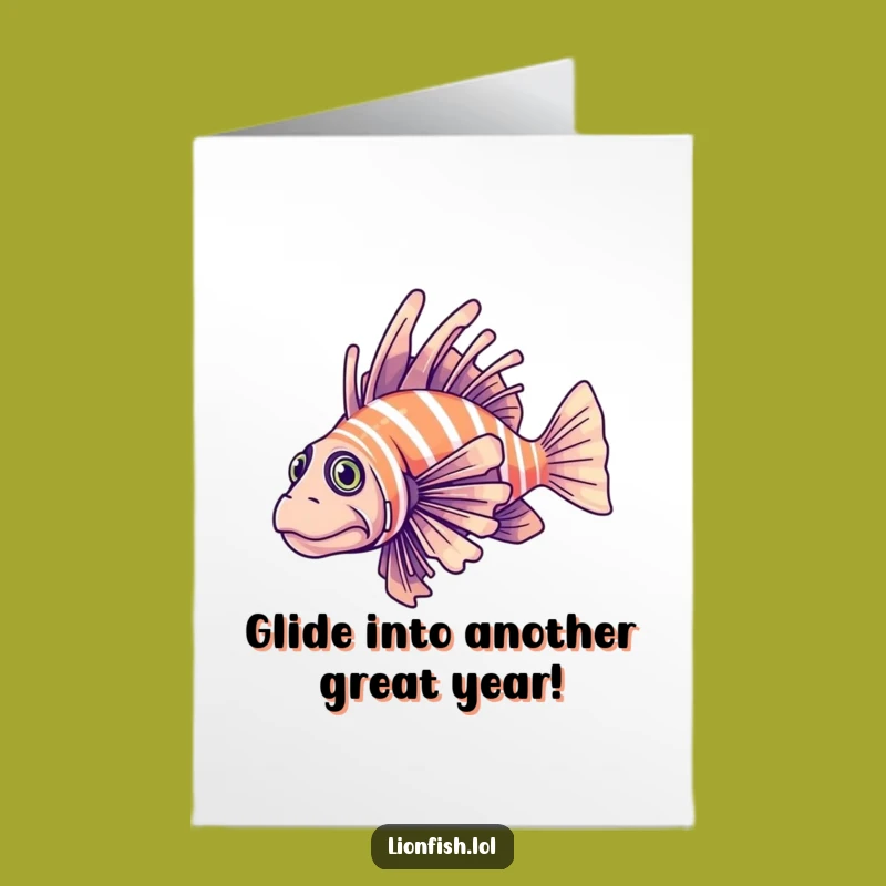 Free Printable Funny Lionfish Glide Birthday Card - Determined Elegance Downloadable