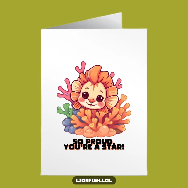 Free Printable Lionfish Congrats Card - Curious Peek-a-Boo Downloadable