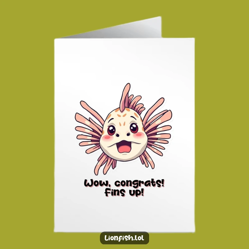 Free Printable Congrats Card: Startled Lionfish - Funny Downloadable Gift