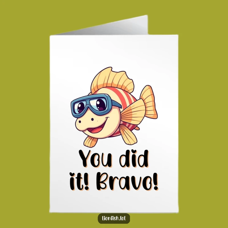 Free Printable Lionfish Congratulations Card: Dive into Success with this Funny Downloadable Gift!
