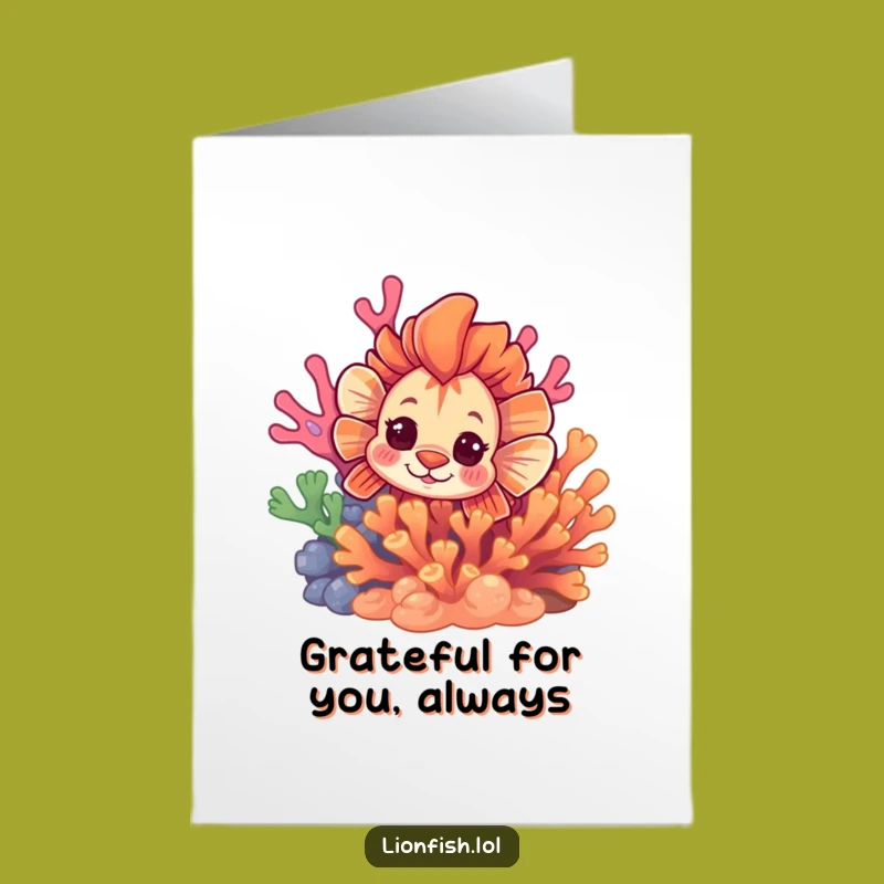 Free Printable Thank You Lionfish Card - Curious Coral Peek Downloadable