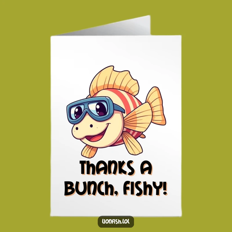 Free Printable Giggling Lionfish Thank You Card: Express Gratitude with this Funny Downloadable!