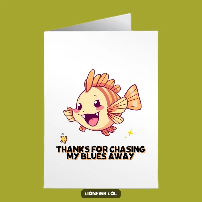 Free Printable Thank You Lionfish Card - Cheerful Speck Chaser Downloadable