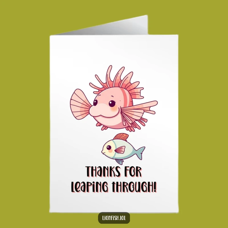 Free Printable Thank You Card: Happy Lionfish Leap - Funny Downloadable Gift