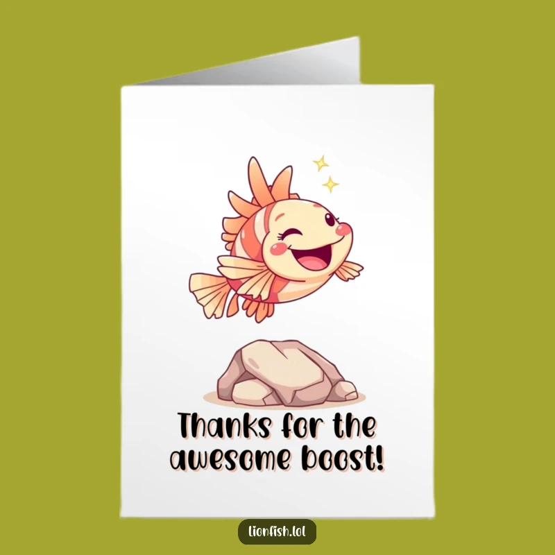 Free Printable Hopping Lionfish Thank You Card: Joyful Leaping Downloadable