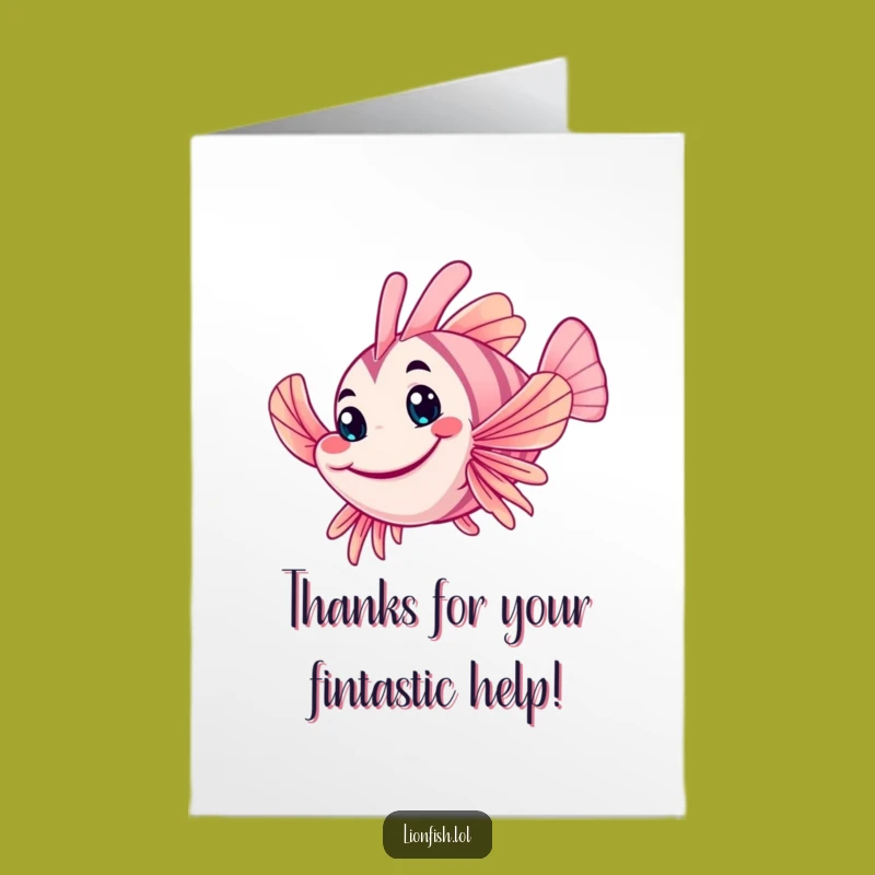 Free Printable Wobbly Lionfish Thank You Card: Friendly Wave Downloadable