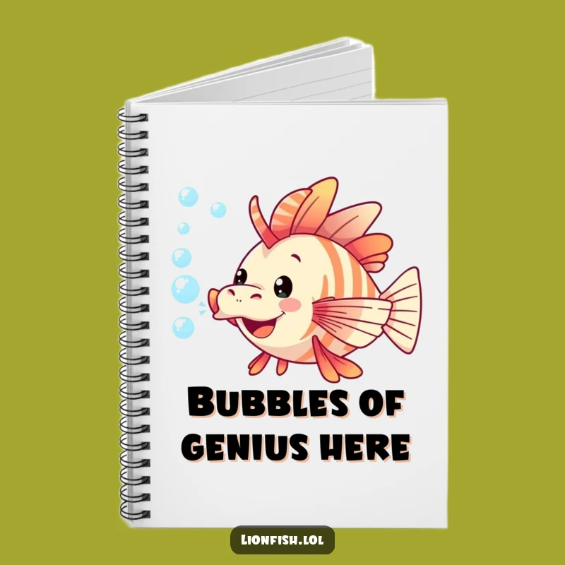 Funny Lionfish Blowing Bubbles Notebook: Jot Down Ideas With Aquatic Cheer Gift