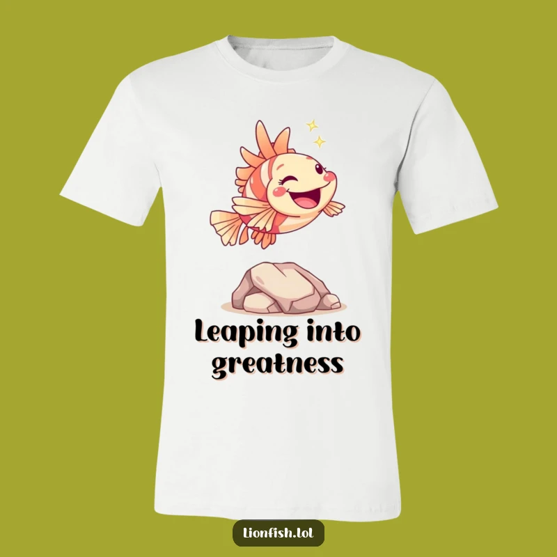 Funny Hopping Lionfish T-Shirt: Joyful Energy, Humorous Gift for Movers