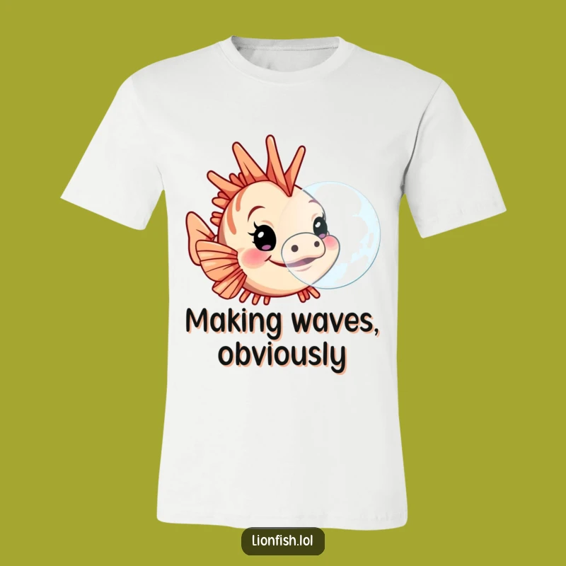 Funny Lionfish Bubble T-Shirt: Determined Expression, Humorous Gift for Marine Fans