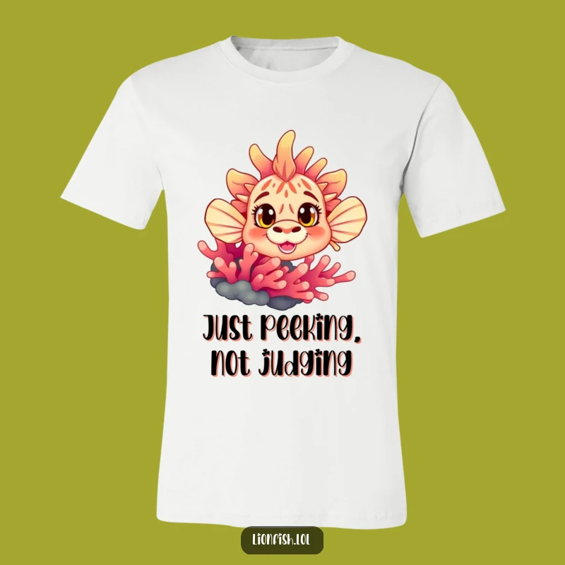 Funny Curious Lionfish T-Shirt: Wide Eyes, Humorous Gift for Marine Enthusiasts