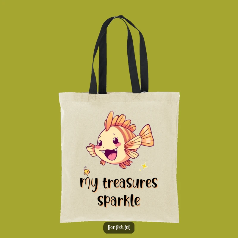 Funny Cheerful Lionfish Tote Bag - Carry Your Excitement - Ideal Joyful Gift