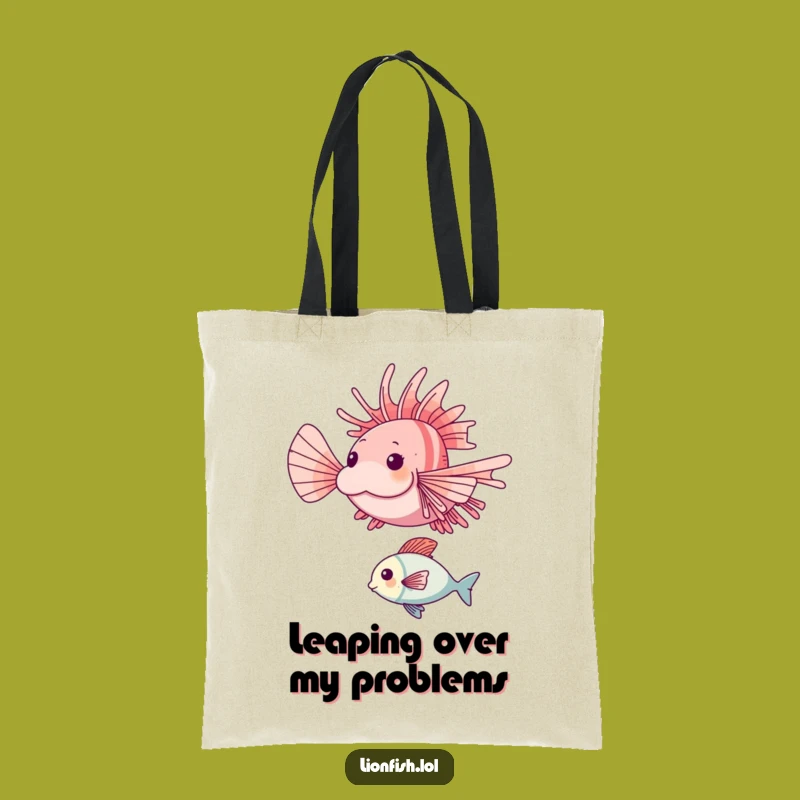 Funny Happy Lionfish Leap Tote Bag: Carry Your Fun With Underwater Action Gift